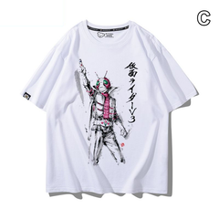 ライダーモチーフ トップス 13タイプのプリントデザイン ユニセックス 半袖Tシャツ