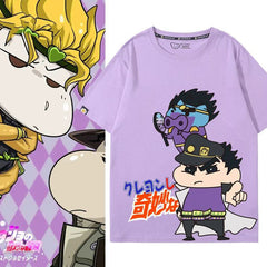 スタンド使い イラスト トップス しんちゃんの奇妙な冒険 ユニセックス 半袖 Ｔシャツ