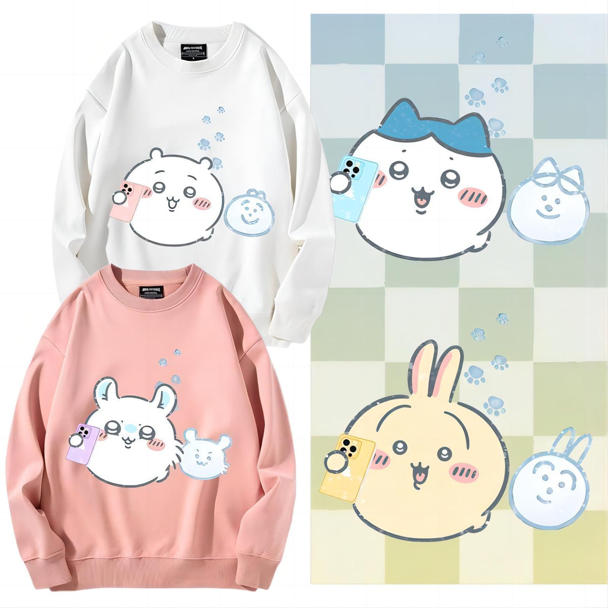 可愛いキャラ ゆるかわ トップス セルフィー ユニセックス 長袖 スウェット