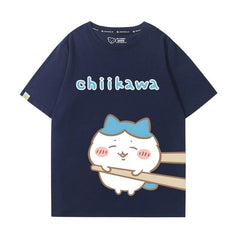 ちいかわシリーズ トップス 箸で挟まれる ハチワレ ユニセックス 半袖Ｔシャツ