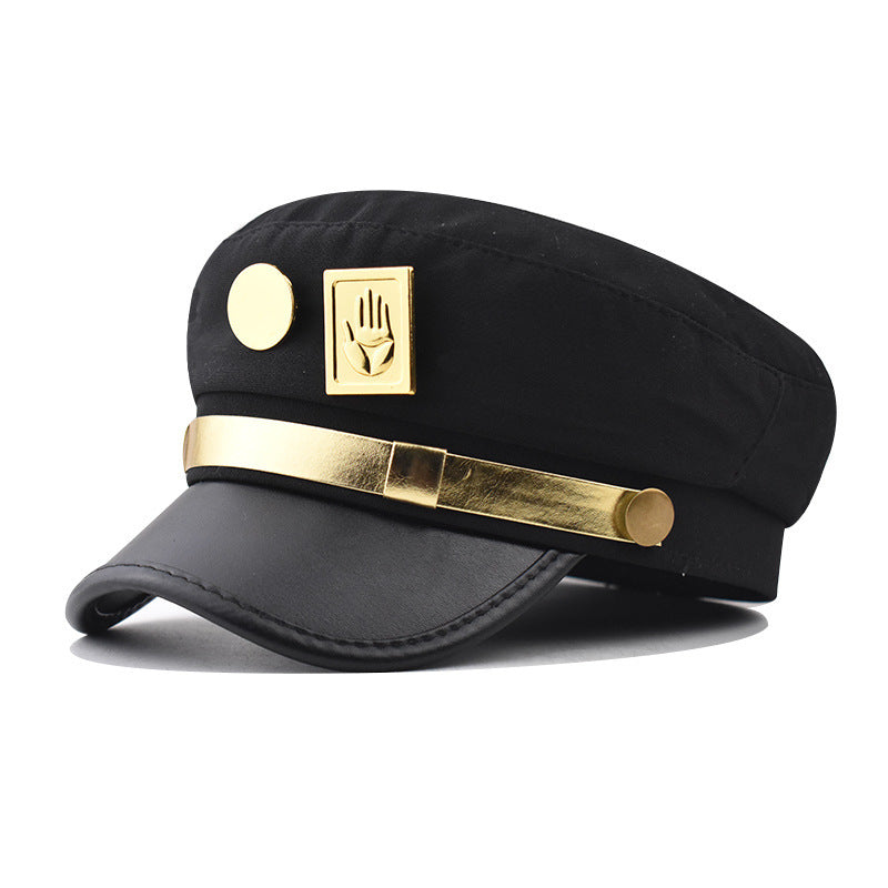 スタンド使い 帽子 スタンド感 ユニセックス ゴールド装飾 チェーン風 ミリタリーキャップ