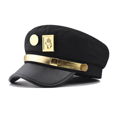 スタンド使い 帽子 スタンド感 ユニセックス ゴールド装飾 チェーン風 ミリタリーキャップ