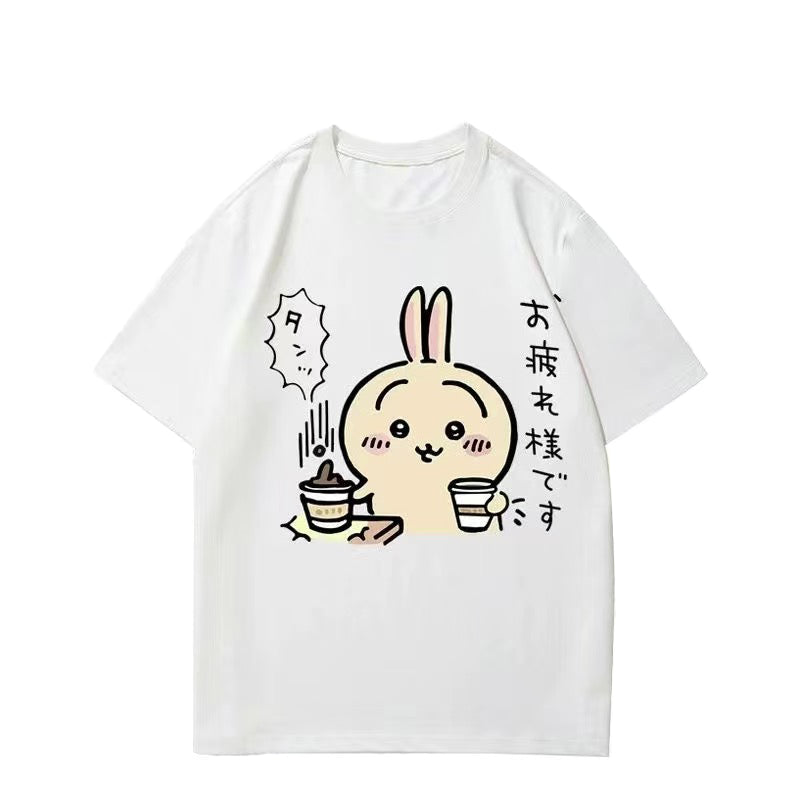 可愛いキャラ ゆるかわ トップス お疲れ様です ユニセックス 半袖Ｔシャツ