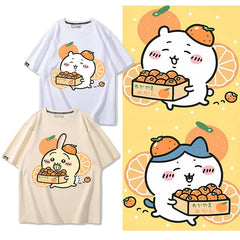 可愛いキャラ ゆるかわ トップス みかん ユニセックス 半袖Ｔシャツ