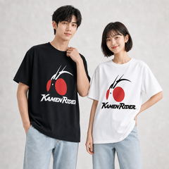 ライダーモチーフ トップス レトロキャラクタープリント ユニセックス 半袖Ｔシャツ