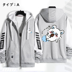 可愛いキャラ ゆるかわ ジャケット 食いしん坊 ユニセックス プリント カジュアル アウター