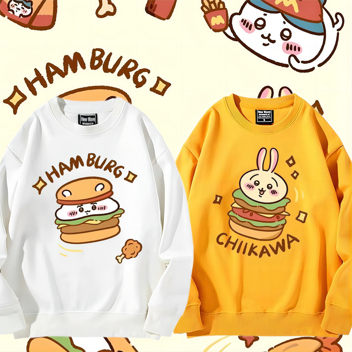 可愛いキャラ ゆるかわ トップス HAMBURG ユニセックス 長袖 スウェット