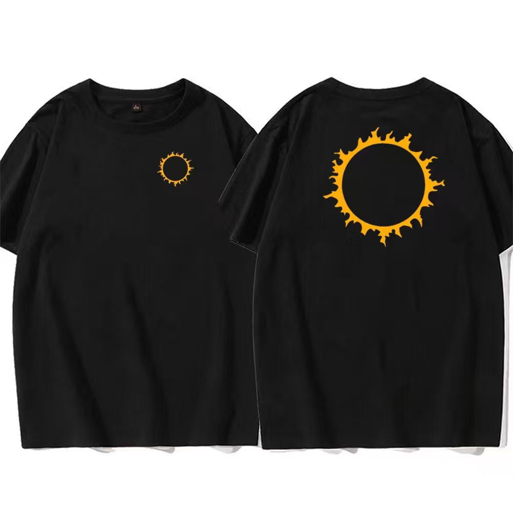 キャラクター トップス 太陽＆ムーン 背面ビッグプリント ユニセックス 半袖Ｔシャツ
