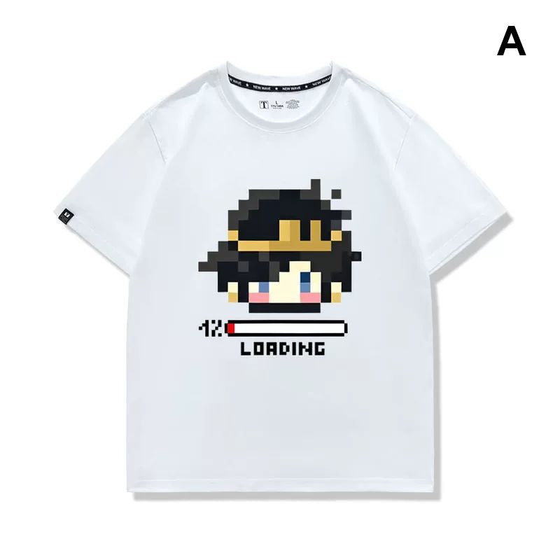 スタンド使い イラスト トップス マイクラ風 ドット絵キャラ ユニセックス 半袖 Ｔシャツ