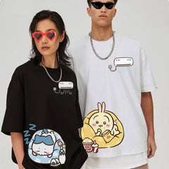 可愛いキャラ ゆるかわ トップス エアコン ユニセックス 半袖Ｔシャツ