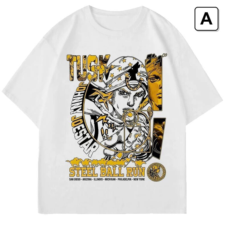 スタンド使い イラスト トップス スティール・ボール・ラン風 ユニセックス 半袖Ｔシャツ