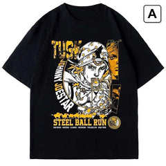 スタンド使い イラスト トップス スティール・ボール・ラン風 ユニセックス 半袖Ｔシャツ