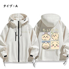可愛いキャラ ゆるかわ ジャケット 4コマ 日常 ユニセックス プリント カジュアル アウター