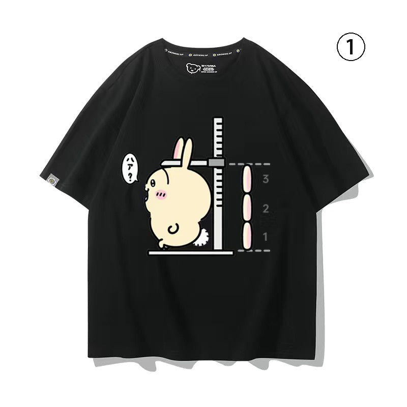 可愛いキャラ ゆるかわ トップス 身長を測る ‌ユニセックス 半袖Ｔシャツ