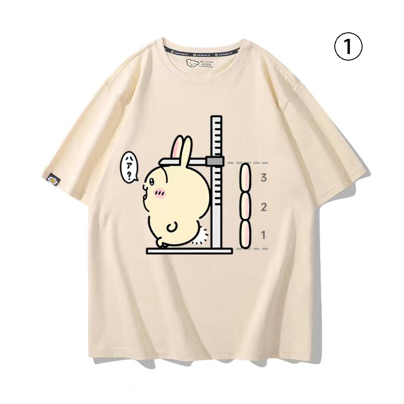 可愛いキャラ ゆるかわ トップス 身長を測る ‌ユニセックス 半袖Ｔシャツ