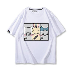 可愛いキャラ ゆるかわ トップス 食事 ユニセックス 半袖Ｔシャツ