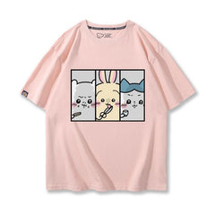 可愛いキャラ ゆるかわ トップス 食事 ユニセックス 半袖Ｔシャツ