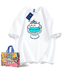 可愛いキャラ ゆるかわ トップス プリン ユニセックス 半袖Ｔシャツ