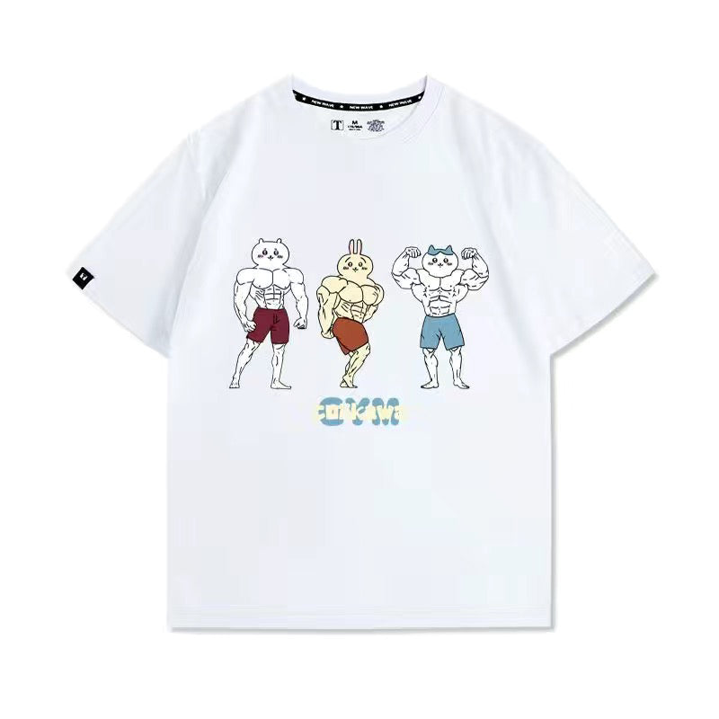 可愛いキャラ ゆるかわ トップス 筋肉兄貴 ユニセックス 半袖Ｔシャツ