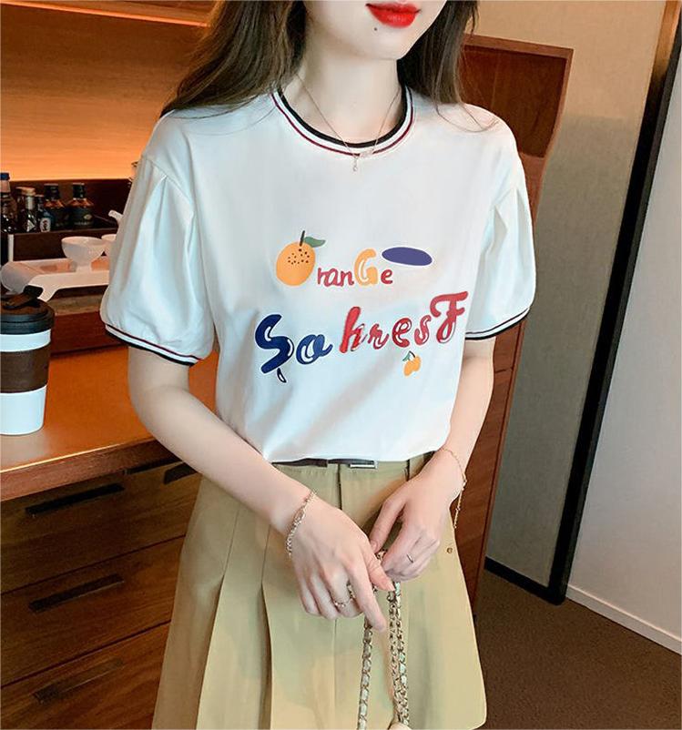 コットン 半袖 シンプルフルーツTシャツ レディース トップス
