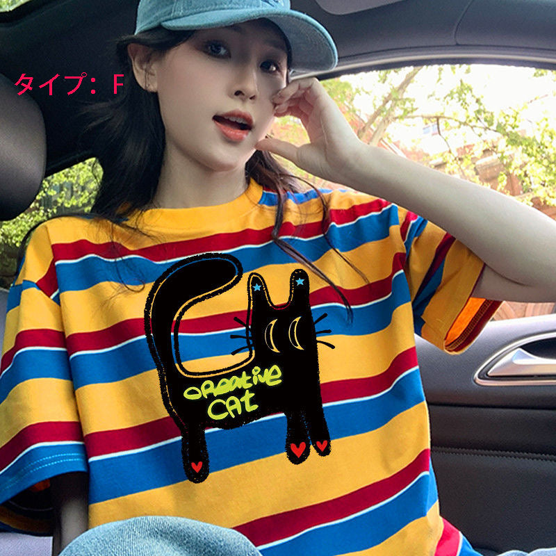 半袖 キュートプリント Tシャツ レディース トップス