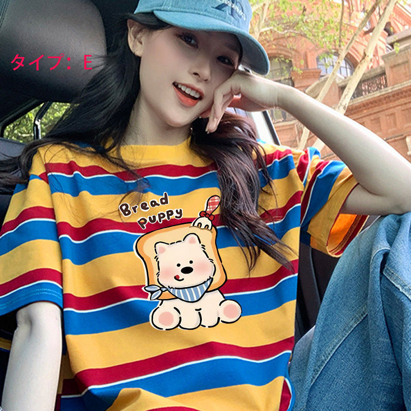 半袖 キュートプリント Tシャツ レディース トップス