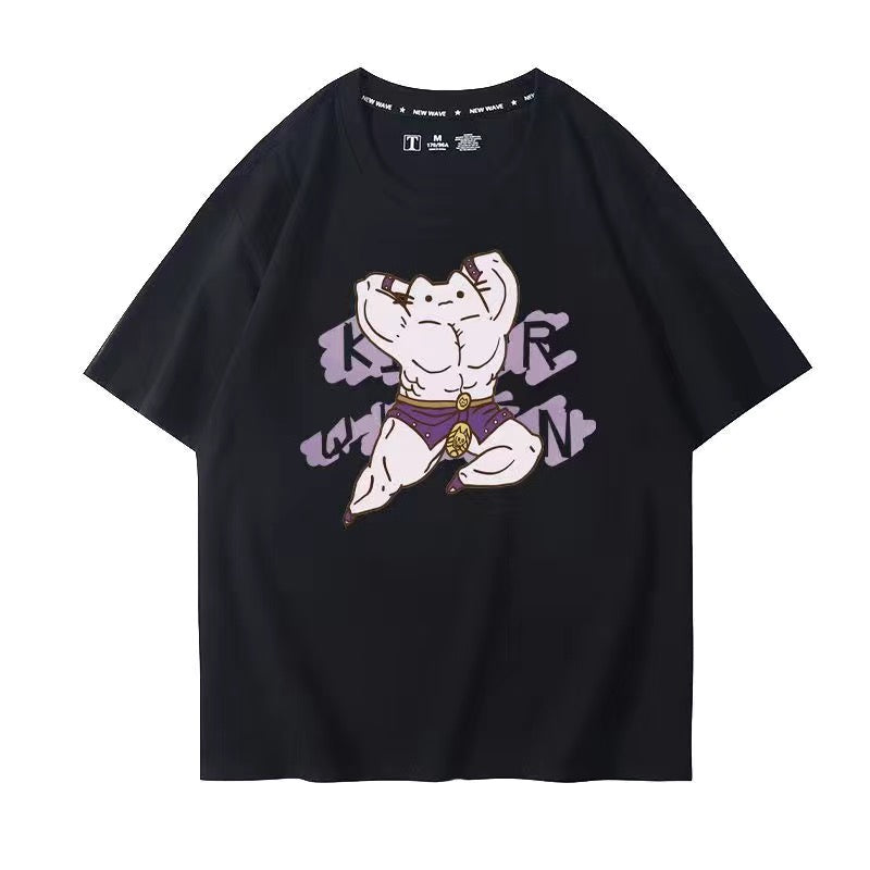 スタンド使い イラスト トップス 筋トレ兄貴 Killer Queen ユニセックス 半袖 Ｔシャツ