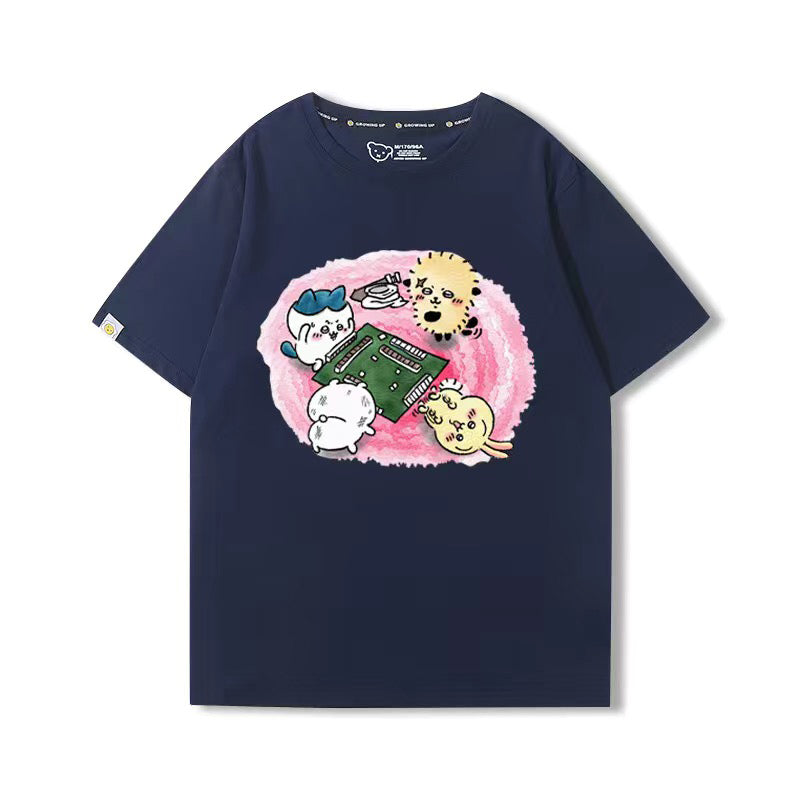 可愛いキャラ ゆるかわ トップス 麻雀対決 ユニセックス 半袖Ｔシャツ