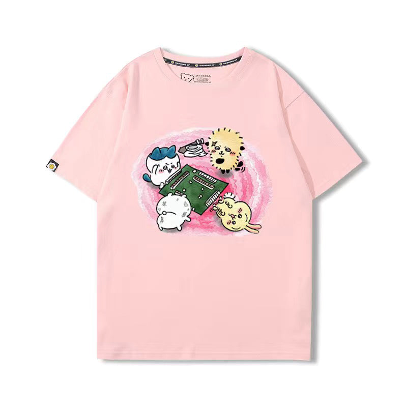 可愛いキャラ ゆるかわ トップス 麻雀対決 ユニセックス 半袖Ｔシャツ