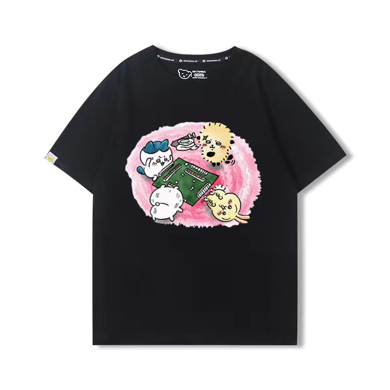 可愛いキャラ ゆるかわ トップス 麻雀対決 ユニセックス 半袖Ｔシャツ