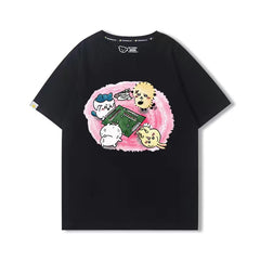 可愛いキャラ ゆるかわ トップス 麻雀対決 ユニセックス 半袖Ｔシャツ