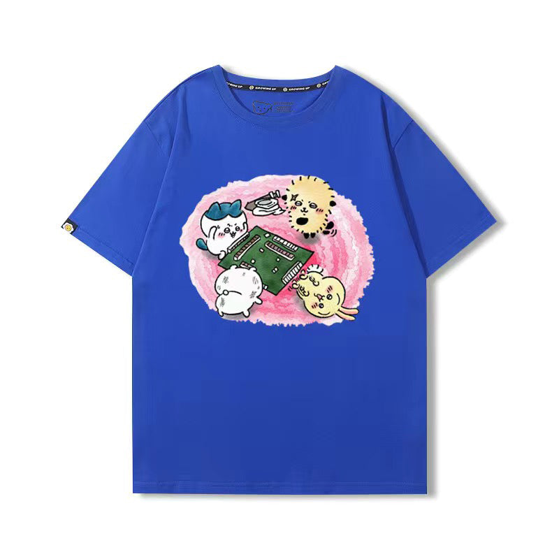 可愛いキャラ ゆるかわ トップス 麻雀対決 ユニセックス 半袖Ｔシャツ