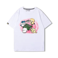 可愛いキャラ ゆるかわ トップス 麻雀対決 ユニセックス 半袖Ｔシャツ