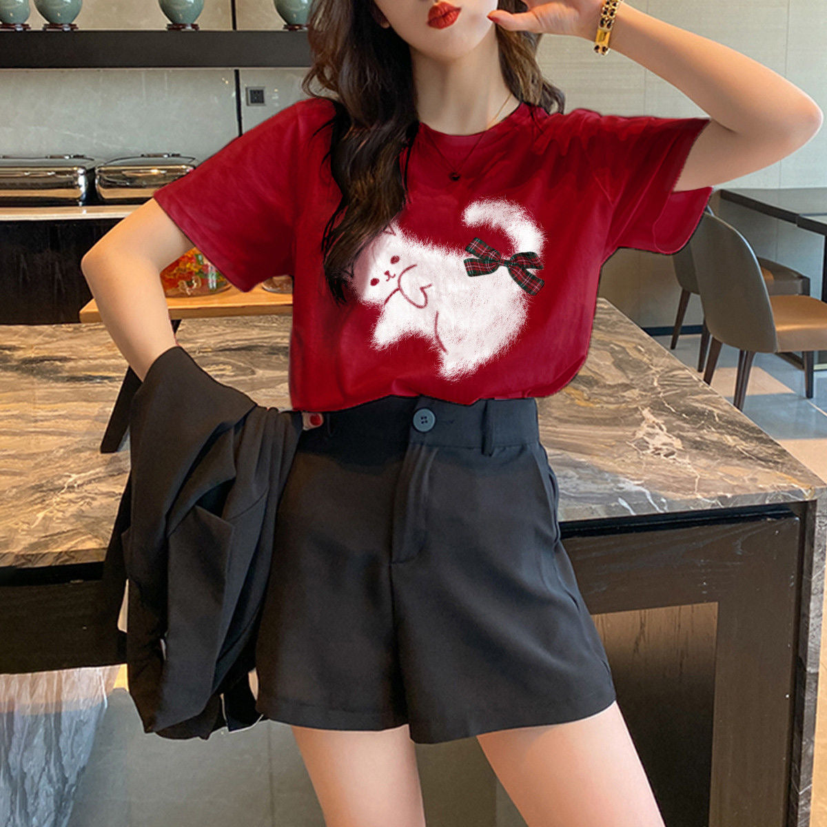 半袖 キュート動物 Tシャツ レディース トップス