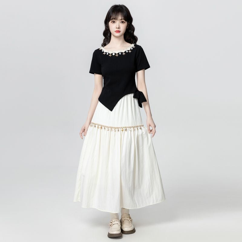 アシンメトリースリット 半袖 Tシャツ レディース トップス