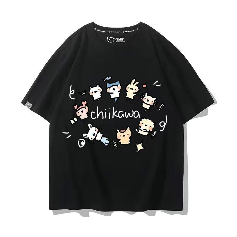 可愛いキャラ ゆるかわ トップス 友達と一緒 ユニセックス 半袖Ｔシャツ