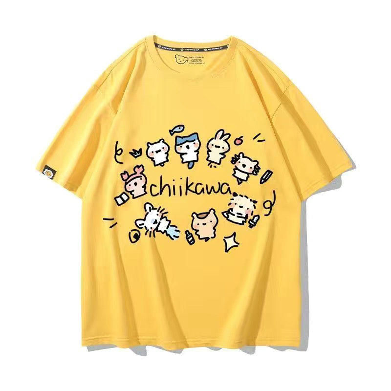 可愛いキャラ ゆるかわ トップス 友達と一緒 ユニセックス 半袖Ｔシャツ