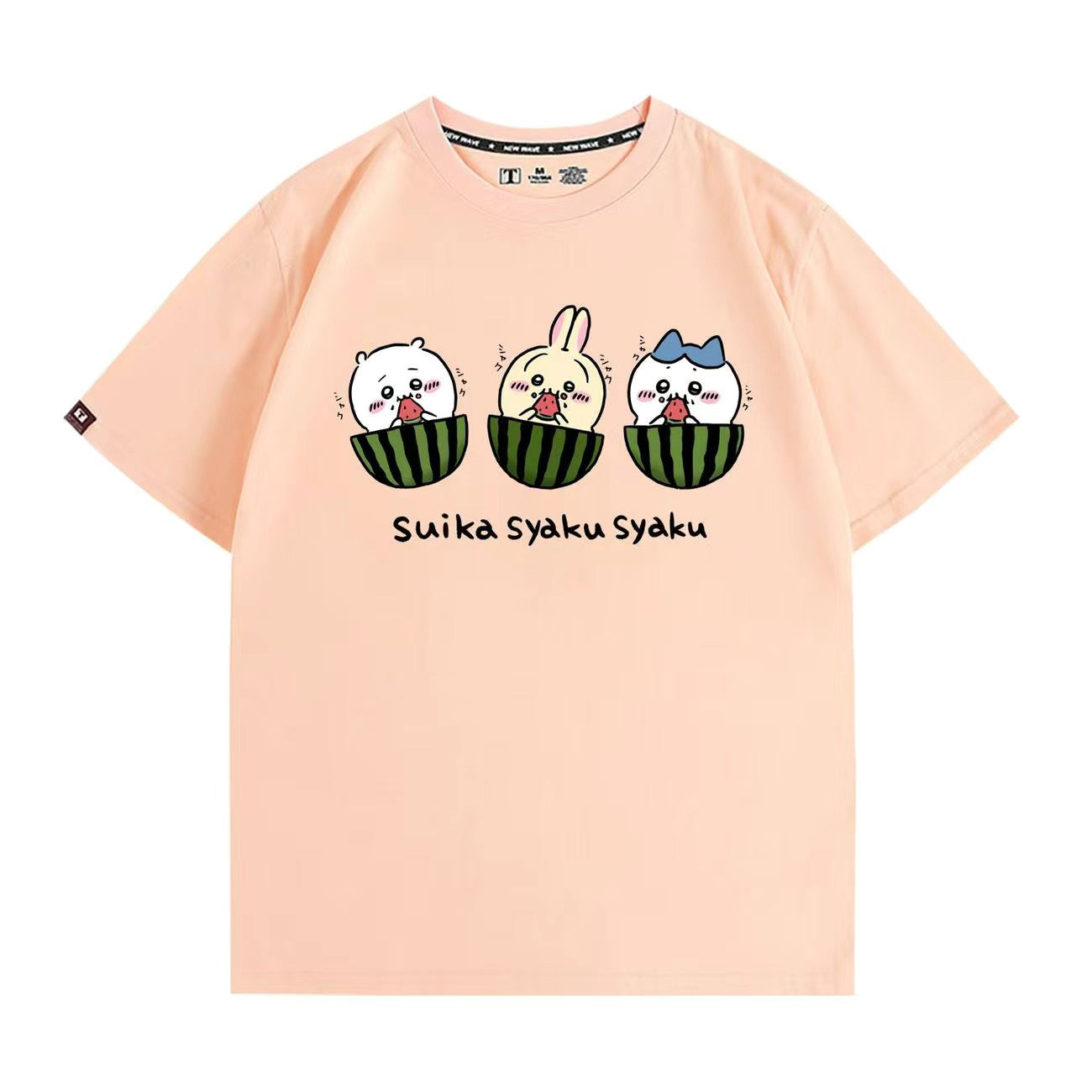 可愛いキャラ ゆるかわ トップス すいか ユニセックス 半袖Ｔシャツ