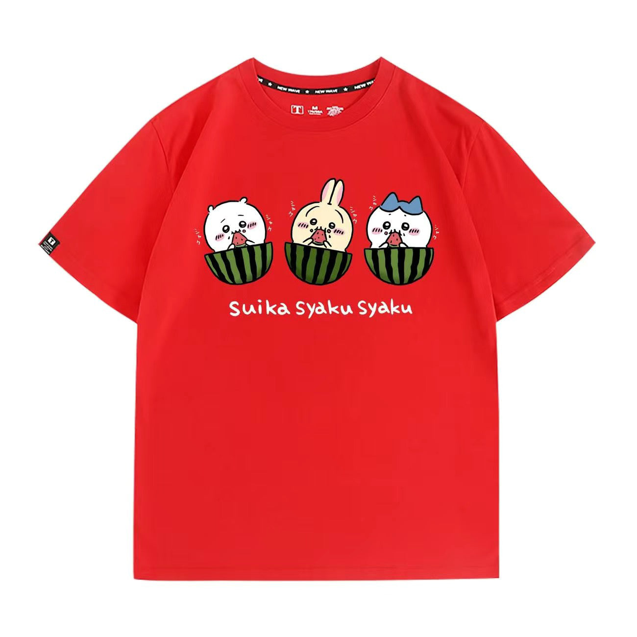 可愛いキャラ ゆるかわ トップス すいか ユニセックス 半袖Ｔシャツ
