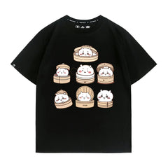 可愛いキャラ ゆるかわ トップス 肉まん ユニセックス 半袖Ｔシャツ