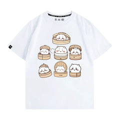 可愛いキャラ ゆるかわ トップス 肉まん ユニセックス 半袖Ｔシャツ