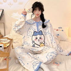 可愛いキャラ ゆるかわ 裏起毛 ルームウェア 寝間着 パジャマ レディース セットアップ