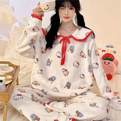 可愛いキャラ ゆるかわ 裏起毛 ルームウェア 寝間着 パジャマ レディース セットアップ