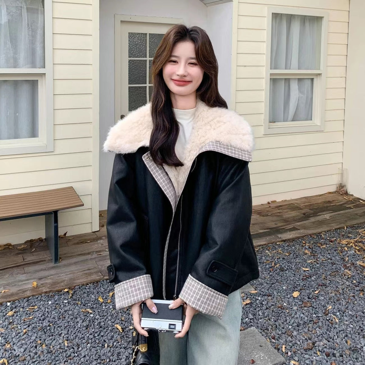 冬季 モトジャケット風 厚手 保温 レディースダウンジャケット