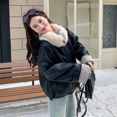 冬季 モトジャケット風 厚手 保温 レディースダウンジャケット