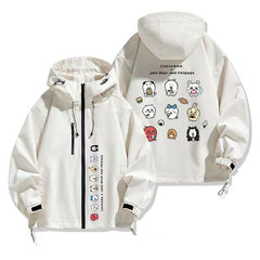 可愛いキャラ ゆるかわ ジャケット 美食家 防風 防寒 ユニセックス プリント カジュアル アウター