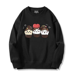 可愛いキャラ ゆるかわ トップス チョコレートケーキ ユニセックス 長袖 スウェット/パーカー