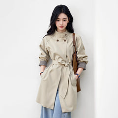 上品 ブリティッシュ風 ミディ丈 トレンチコート レディース アウター