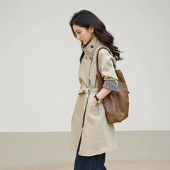 上品 ブリティッシュ風 ミディ丈 トレンチコート レディース アウター
