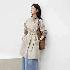 上品 ブリティッシュ風 ミディ丈 トレンチコート レディース アウター